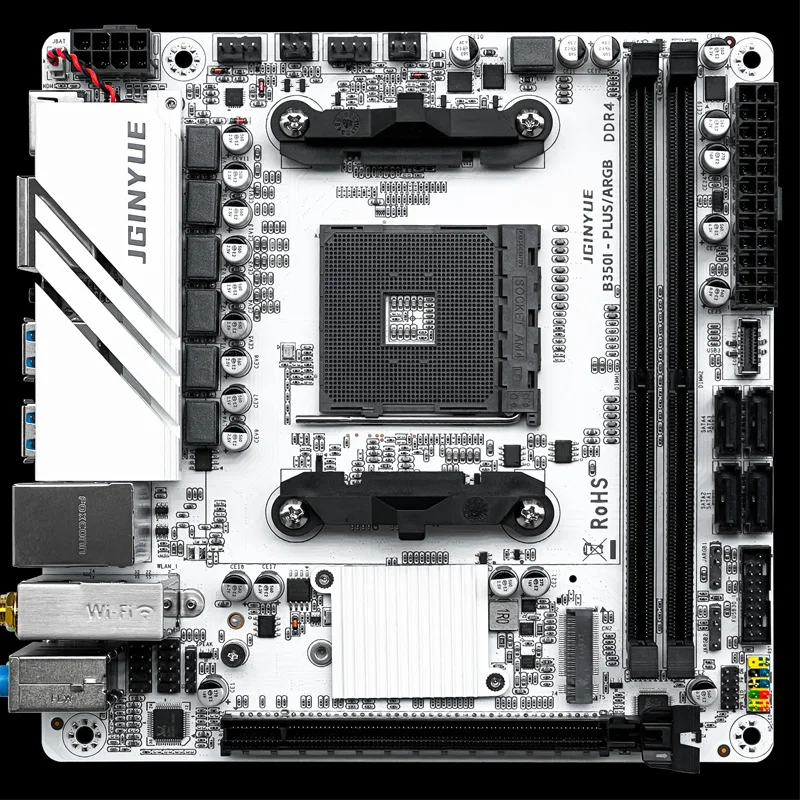 JGINYUE B350 AM4 mini ITX Motherboard For Ryzen1000-5000series R5-2600/3600/5500 DDR4 RAM Desktop Office/Openclaw WiFi6 BT5.2
