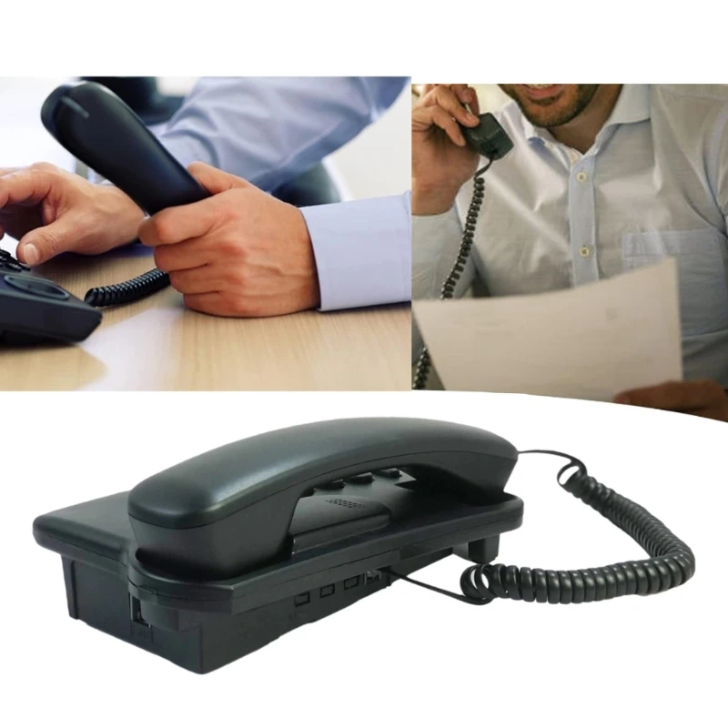 Corded Telephone Basic Landline Phone for Seniors Analog Home Phone with Hold Redial Corded Small Desk Wall Telephone