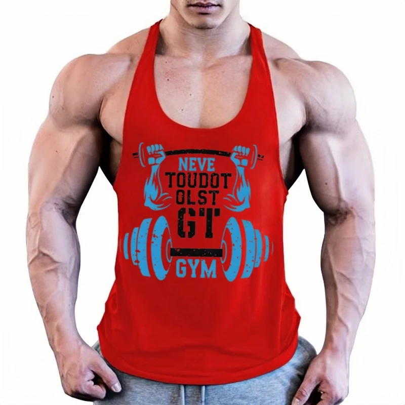 سترة بدون أكمام للرجال لكمال الأجسام - ملابس رياضية للصالة الرياضية، تصميم رياضي على شكل حرف Y من الخلف للتمرين والملابس غير الرسمية وملابس اللياقة البدنية