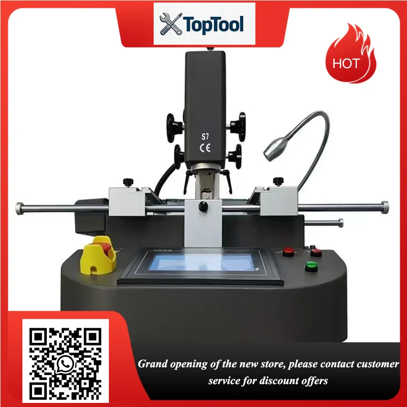 S7 BGA Rework Station Hot Air Welding Equipment IC Chip Infrared SMT Soldering Repair Tool with 3 Temperature Areas Touch Screen