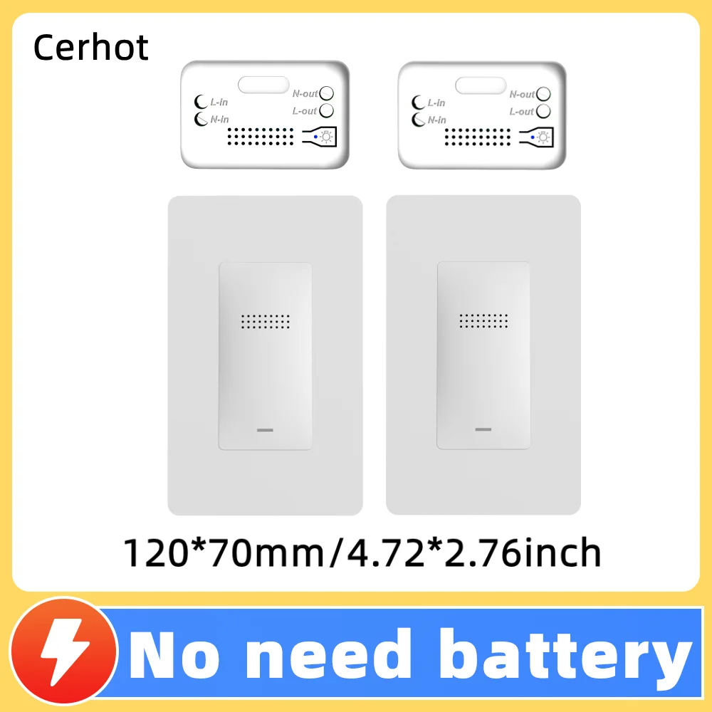 Cerhot self powered Wireless Switch Push Button Receive On Off Relay RF Wall Light Switch No battery No wiring Led Lamp Switch