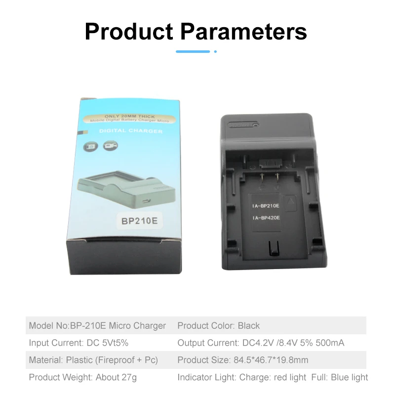 Cargador de batería IA-BP210E + Cable USB para Samsung HMX-S10, S15, S16, H200, H204, H205, SMX-F40, F43, F44, F40BN, F44BN, BP210E, IA-BP420E