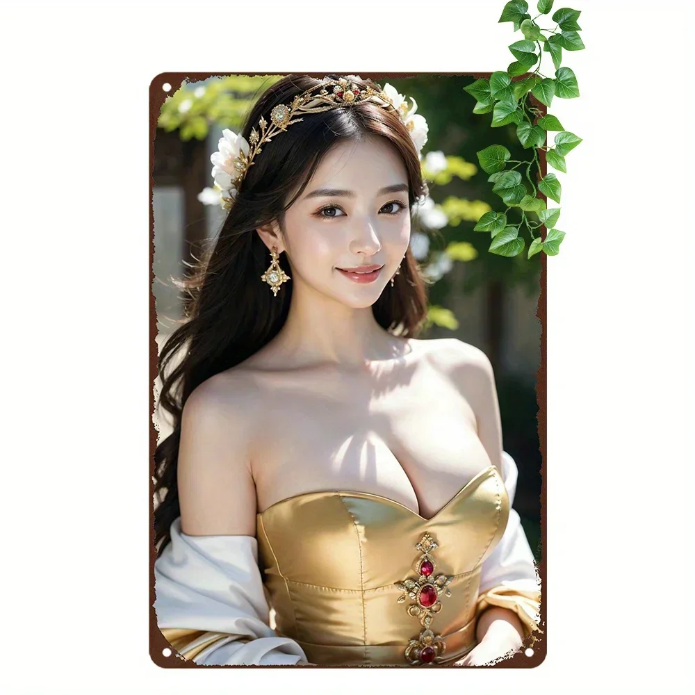 Vintage Anime Girl Metal Sign 8x12 Inch Aluminum Wall Art Decor for Home Garage Man Cave, Gift for Fans
