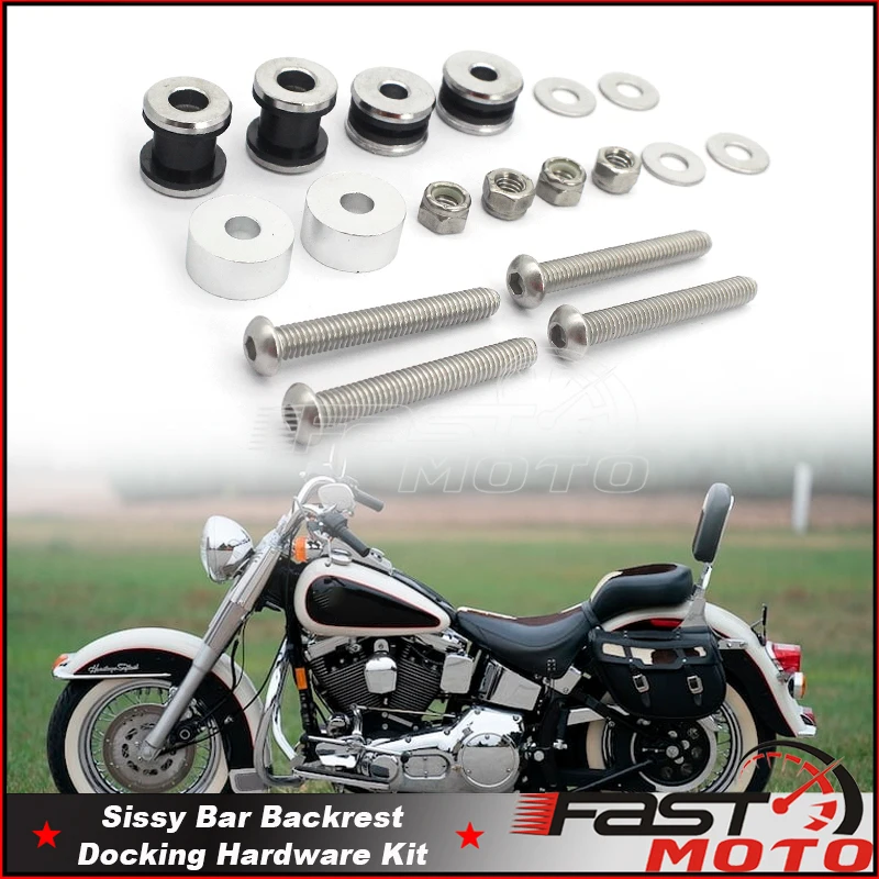 Detachable Docking Hardware Kit For Harley Softail Springer FXSTS FLSTF Fat Boy Custom Deluxe FLSTN Luggage Rack Sissy Bar Screw