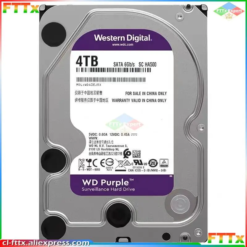 Imagem -03 - Western Digital w. d. Vigilância Roxa Hdd 1tb 2tb 4tb 6tb 8tb Sata 6.0 gb s 3.5 Monitoramento de Disco Rígido para Cctv Ahd Dvr Nvr