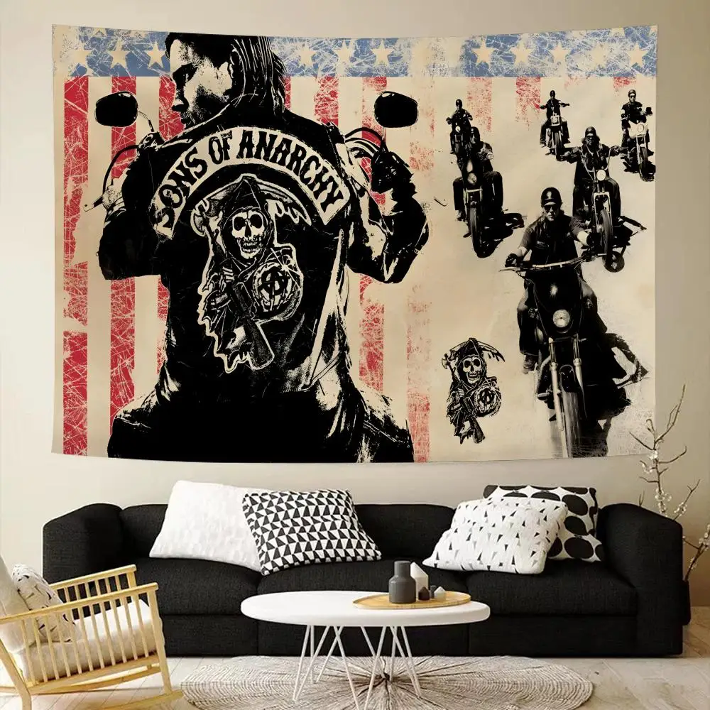 Drama Sons of Anarchy Tapestry House Bedroom Living Bar Garden Microfiber Decoration Background