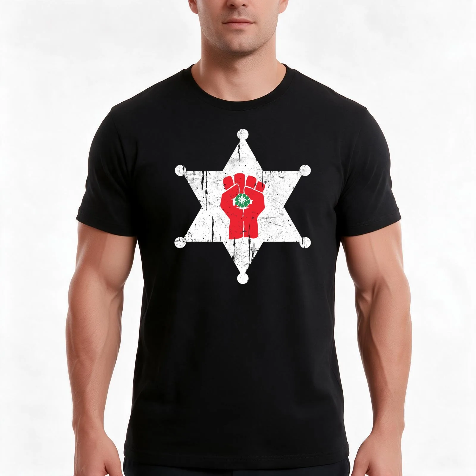 Gonzo Sheriff Hunter S Thompson T-Shirt, Summer Casual Cotton Tee, Oversized Streetwear Tops, Vintage Graphic Print, 100% Cotton