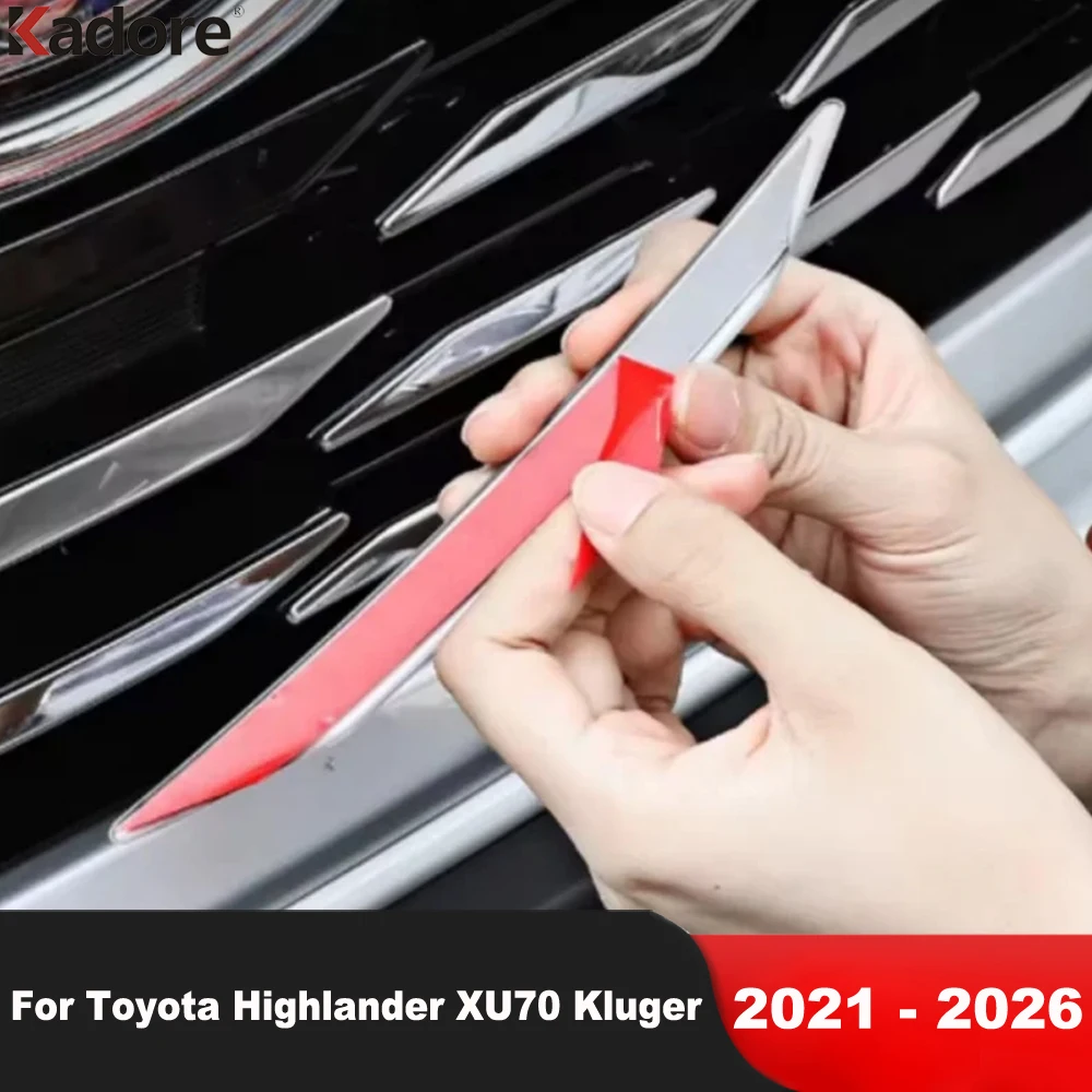 

Для Toyota Highlander XU70 Kluger Hybrid 2021-2024 2025 2026: Стальная накладка на центральную решетку радиатора, аксессуары для тюнинга