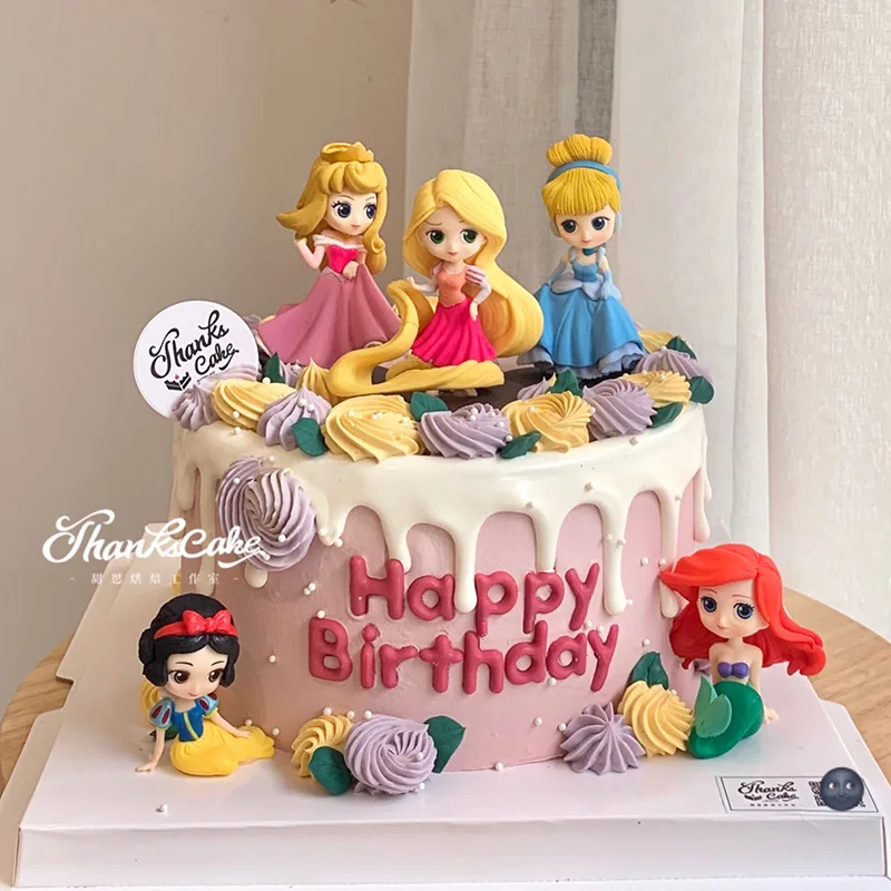 الأميرة البلاستيكية الحلي كعكة الزينة إلسا آنا القلعة كعكة توبر للفتيات استحمام الطفل حفلة عيد ميلاد كعكة ديكور لوازم