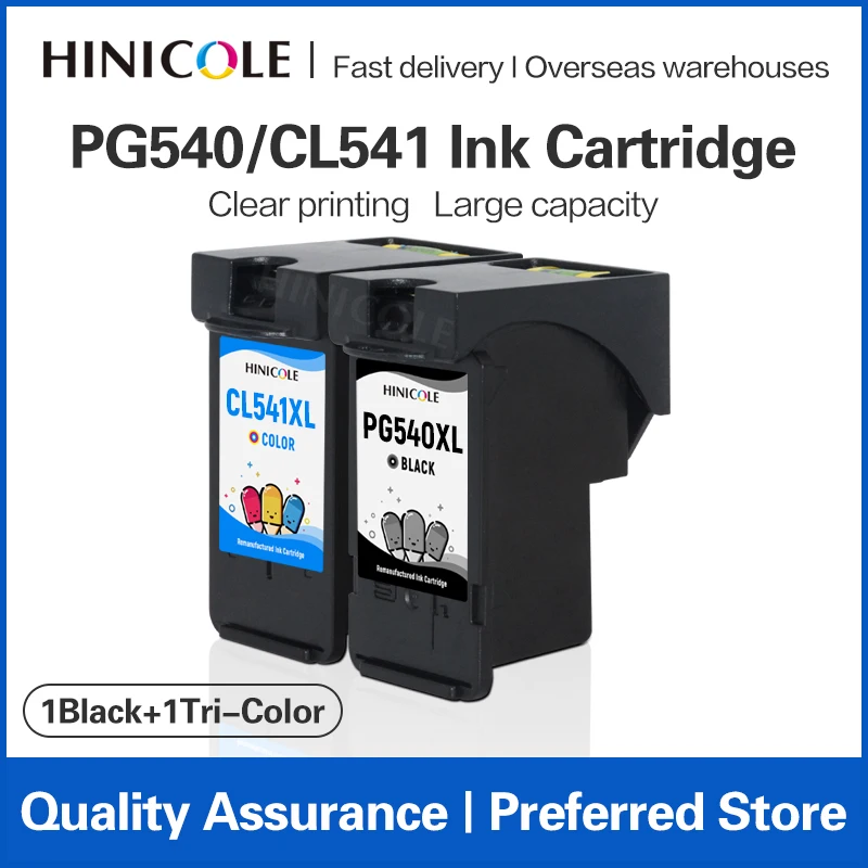 HINICOLE 2x wkład atramentowy kompatybilny z 540 PG540 XL CL541 XL dla Canon Pixma MX375 MX435 MX475 MX515 MX525 MX535 MX455 MX395