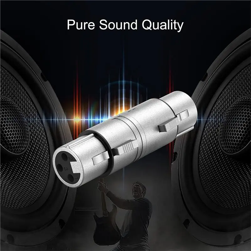 B03B-Zinc Alloy Housing 3 Pin Microphone Connector, 5-Pack XLR Female To Female Adapter, Microphone Line Adapter
