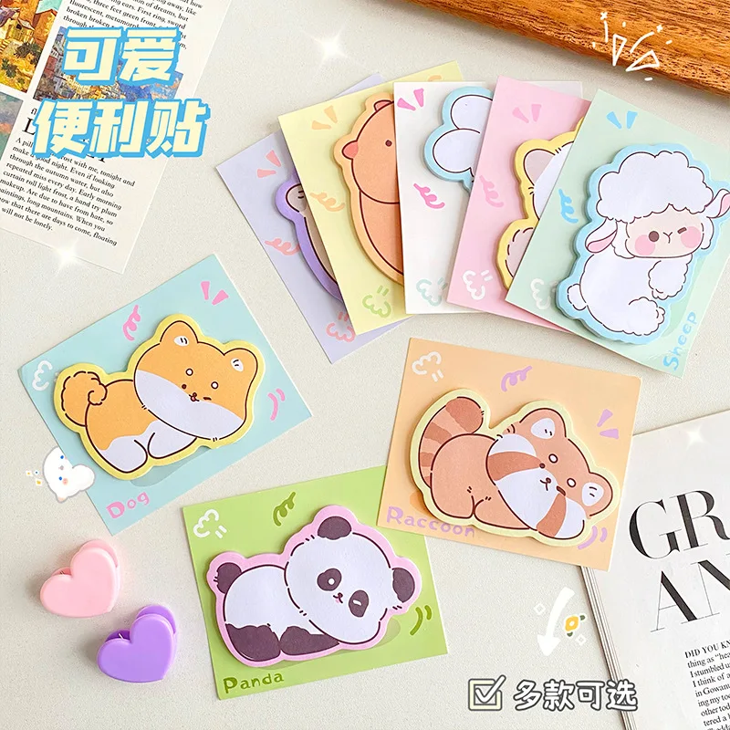 2/5set Cute Animal Sticky Notes Cute Cartoon Memo Pad Ins Kawaii Stationery Posted Tabs Its Memo Message Paper School Supplies