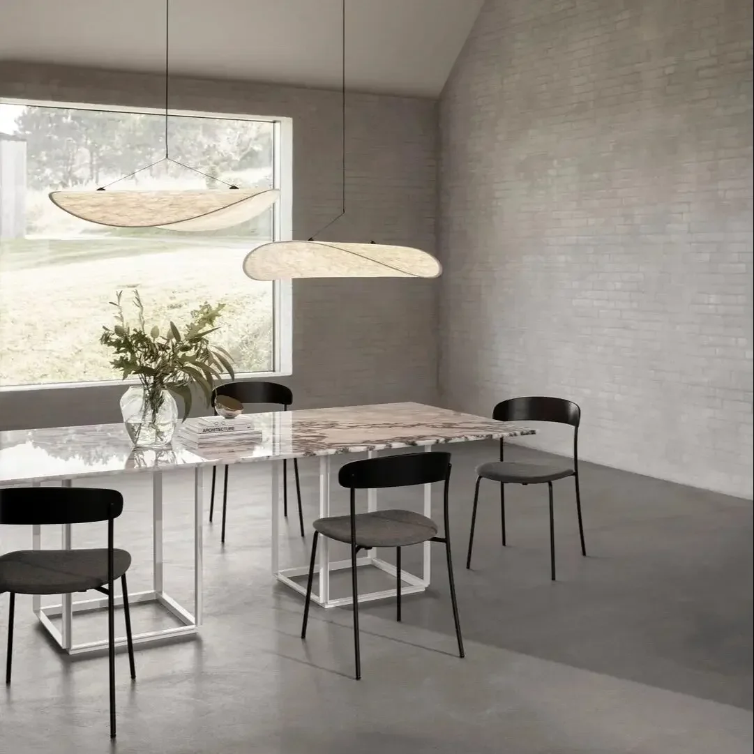 Lámpara colgante de tela de seda LED nórdica, candelabro de mesa de comedor Vertigo para decoración para sala de estar, iluminación moderna, luz