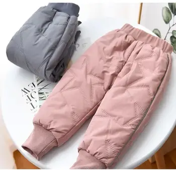 Baby Kids Thick Cotton Ski Pants Boys Girls Winter Plus Velvet Warm Trousers Toddle Waterproof Outdoor Pants For 1-6 Years Old 2
