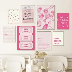 Galentines Day Decor Set Prints Best Friends Galentines Party Decor Cute Pink Bresties Canvas Painting Trendy Art Murals Decor