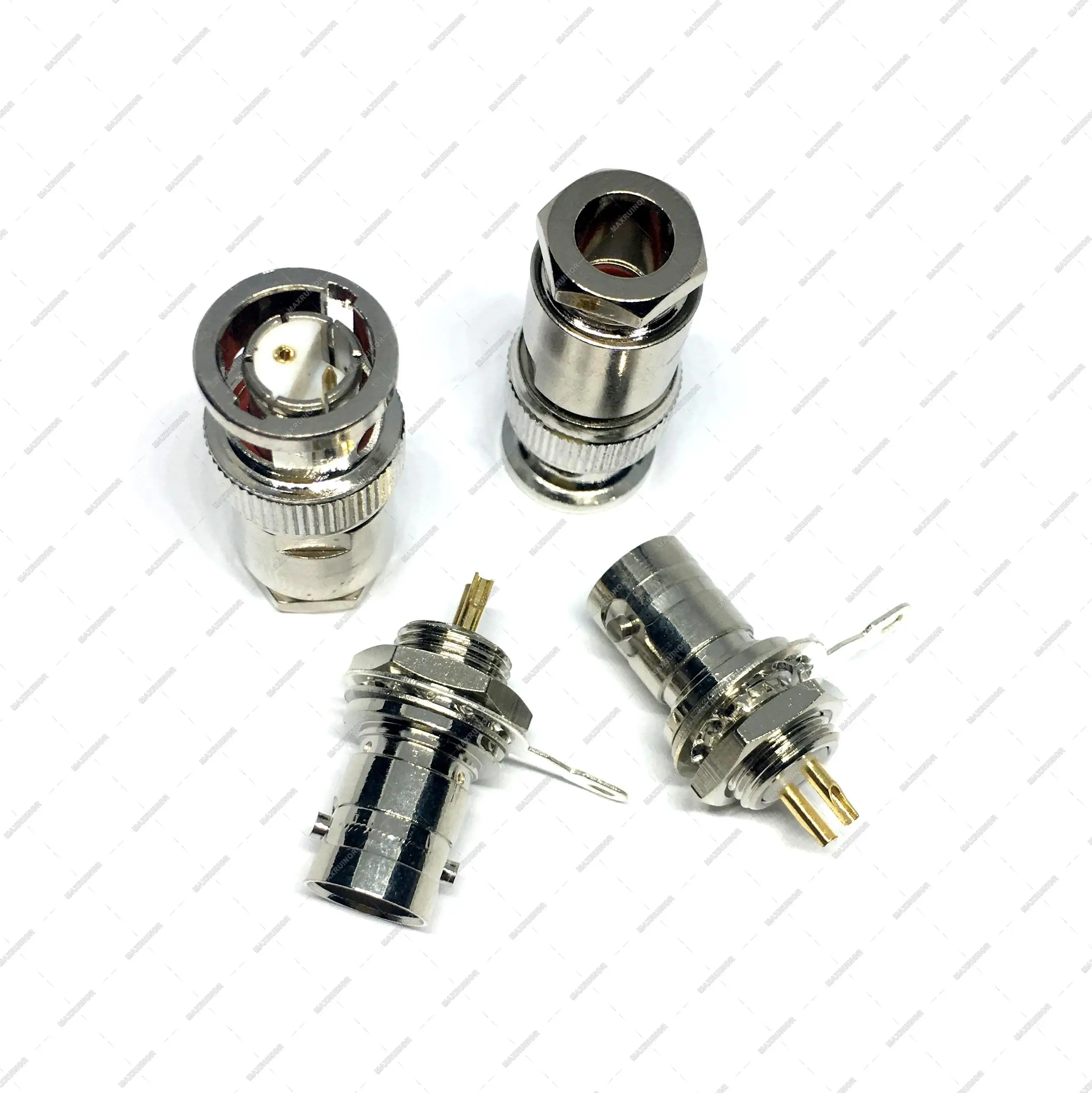 5Pairs RG59 RG-108A BNC connector Twin Twinax BNC male plug OR female jack nut bulkhead solder double pin connector