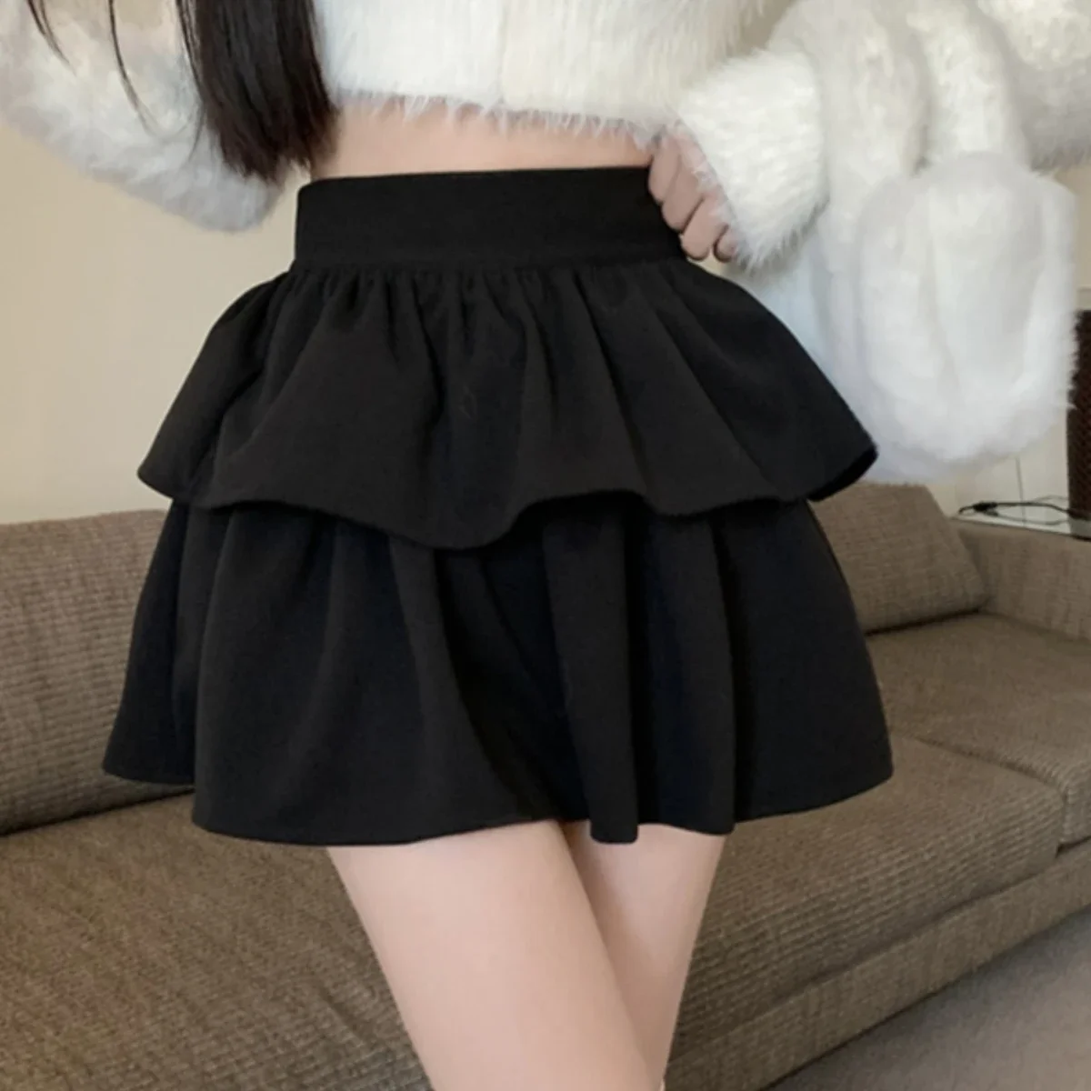 

Sweet Koeran Women Skirt 2024 Faldas Mujer De Moda High Waist A-line Ruffled Solid Jupe Fashion Vinatge Y2k Pleated Mini Skirts