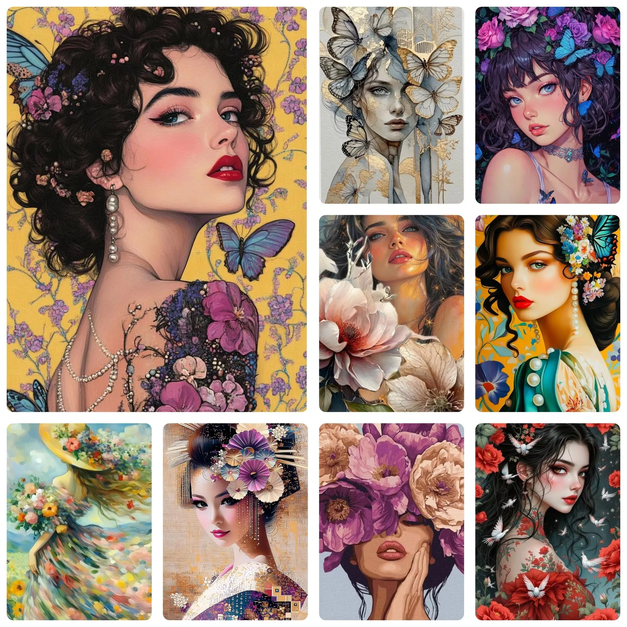 Large Size Jigsaw Puzzle 500/1000/1200/2000 Pcs Floral Beauty Woman Portrait Jigsaw Puzzles for Adults Stress Relief Toys Gift