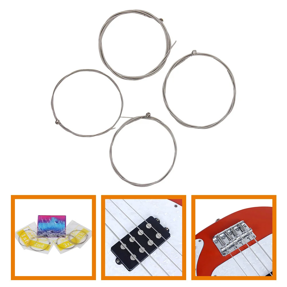 

4Pcs Electric Bass Alloy String Replacement Parts Versatile Easy Use Suitable All Skill Levels Compact Lightweight