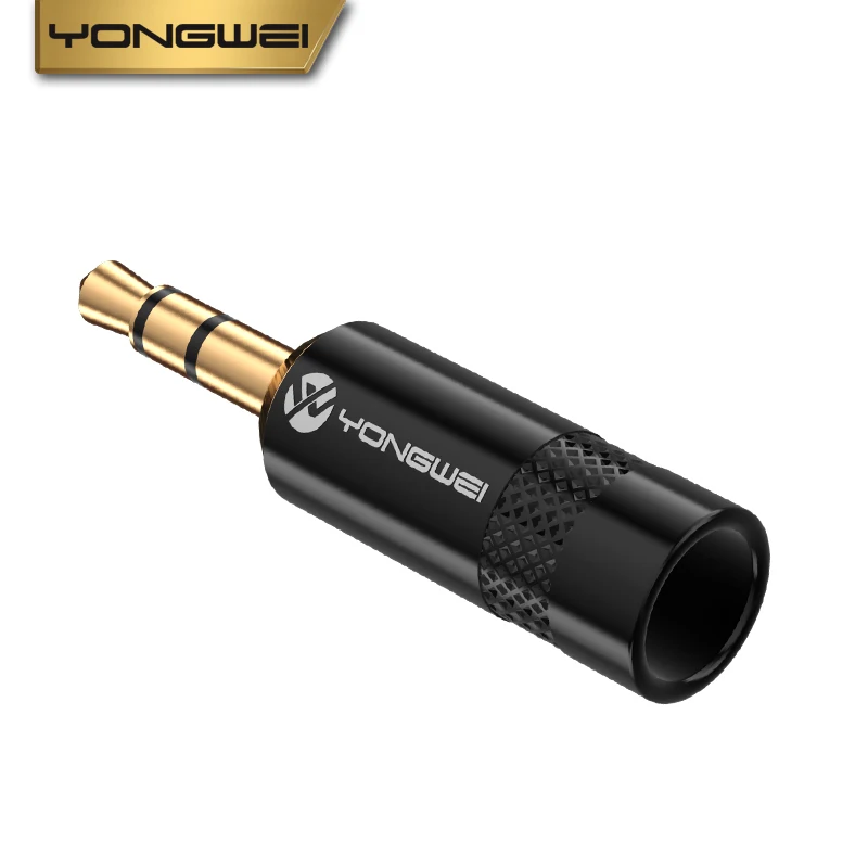 YONGWEI  3.5 aux headphone car headset computer MP3 3-polos, DIY welded female plug 3.5mm TRS gold plated audio plug