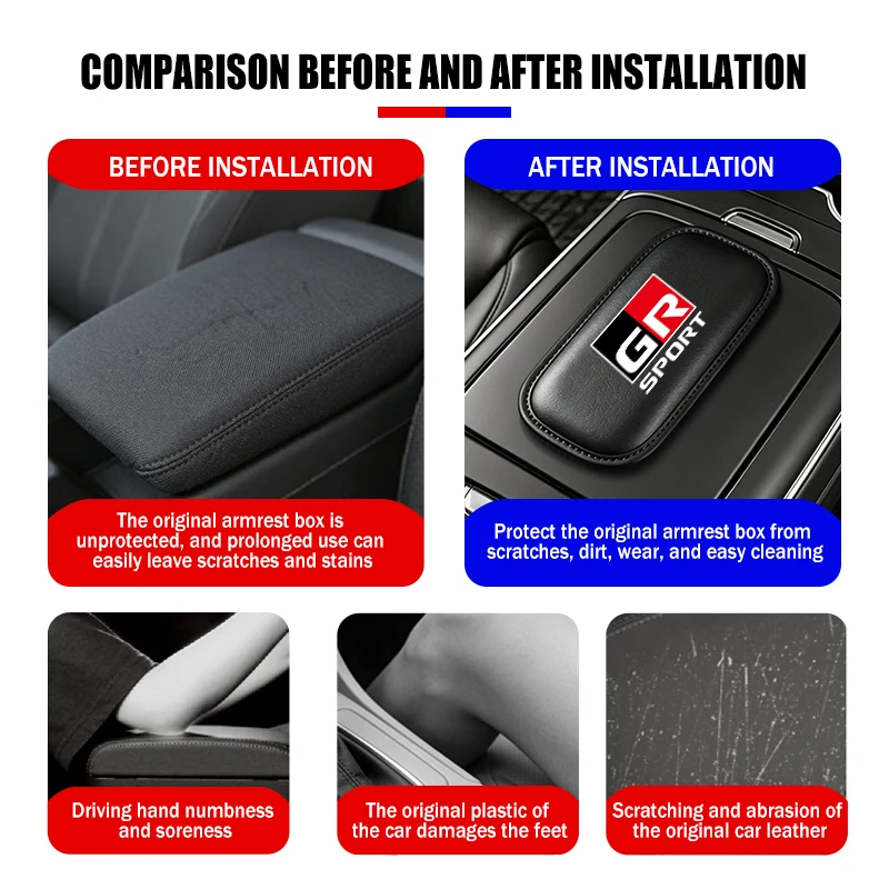 Picture 5: Car Knee Cushion Elbow Support Pad Auto Door Leg Rest Protector For Toyota GRsport Yaris Corolla Rav4 CHR Auris Cruiser