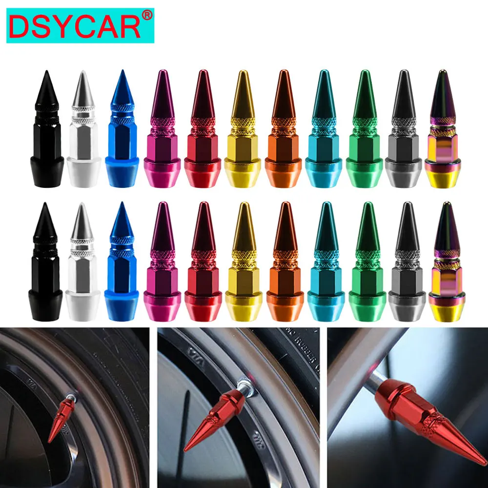 4Pcs/Set Tire Valve Caps, Dustproof Tire Wheel Stem Caps, 45mm Spiked Aluminum Stem Valve Caps,Fit Most Car Motorcycle Bike