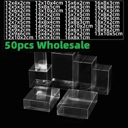 Square Clear PVC Boxes, Chocolate Toys, Jewelry, Wedding Gift Boxes, Transparent Birthday Gift Packing Box, Wholesale ,50Pcs