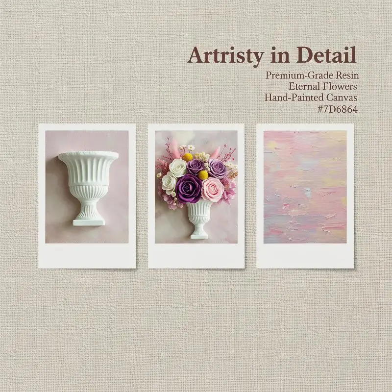 Classic French Oil Painting White Flower Vase for Half Wall DIY Floral Arrangement and Home Styling