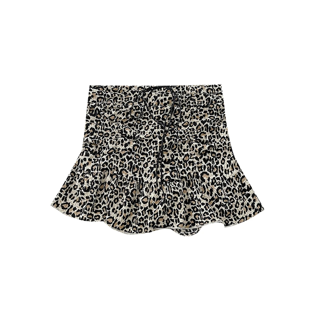 Femmes jupe d'été 2025 femme nouveau léopard a-ligne décontracté tout assorti jupes courtes tenue de Club de fête pour 18-24 ans