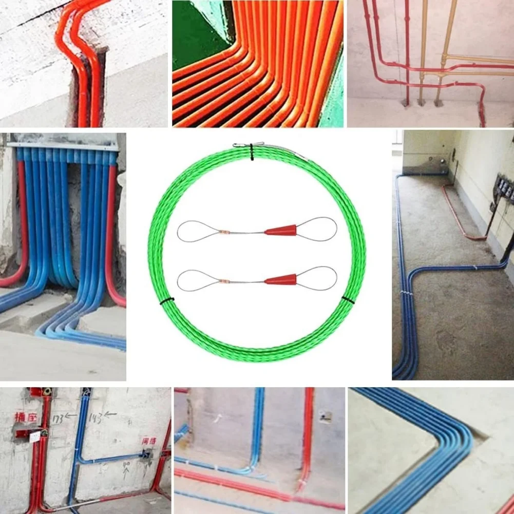 Polyester Cable Retraction Wire Puller with Multiple Head Designs Flat Round Pulley for Use 10/20/30/50M Green
