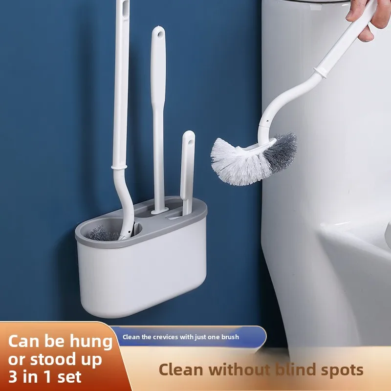 

3pcs Toilet Brush Set, Household Wall Mounted Toilet Brushs Without Dead Corners, Bathroom Cleaning Brush, Bathroom Accessories