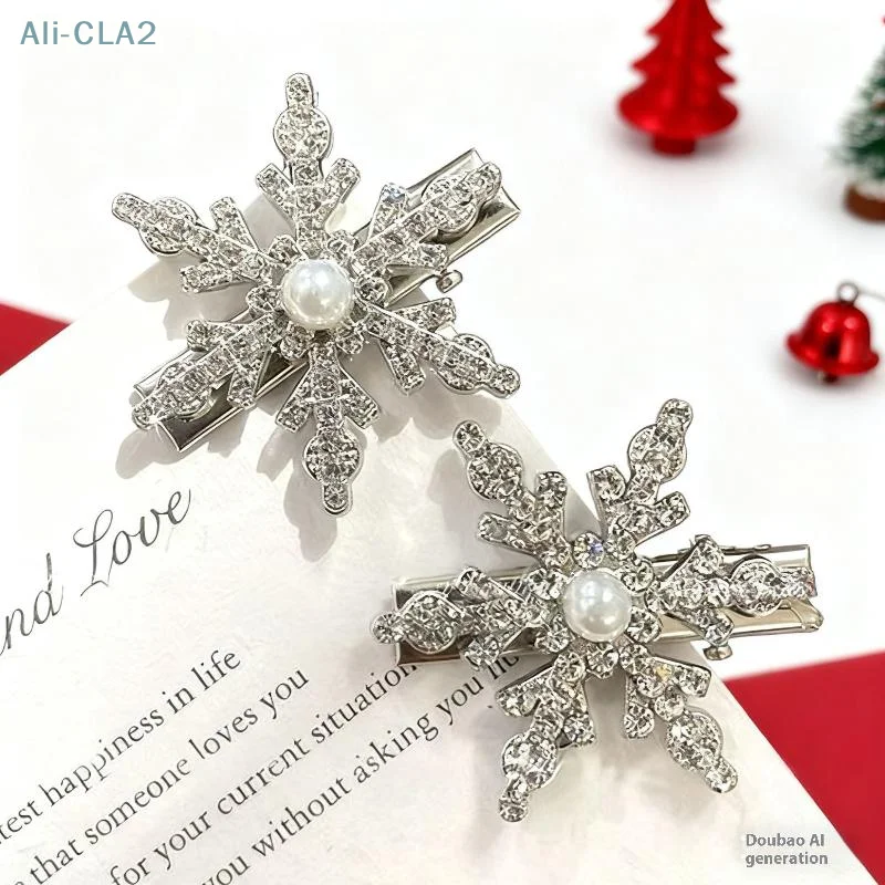 

2/4/6pcs Christmas Rhinestone Snowflake Hair Clips Shiny Exquisite Hair Pins For Women Girls 2026 Fashion Jewelry New Year Gifts