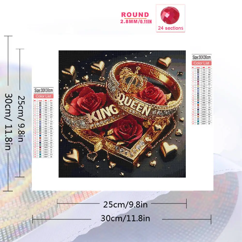 Momoart New Arrival Diamond Embroidery Ring Painting Rose Flower DIY Picture Rhinestones Love Heart Mosaic Scenery Wall Decor - view 2