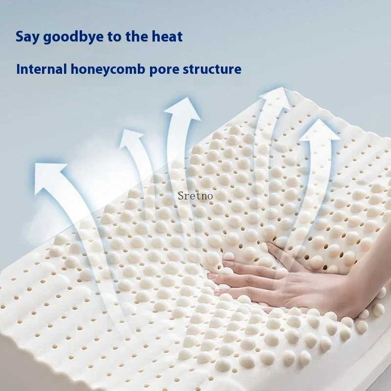 Natural Latex High Pillow Thickened Neck Protection Adult Rubber Pillows Core Hard Nap Pillow Help Sleep Body Pillows Almohadas