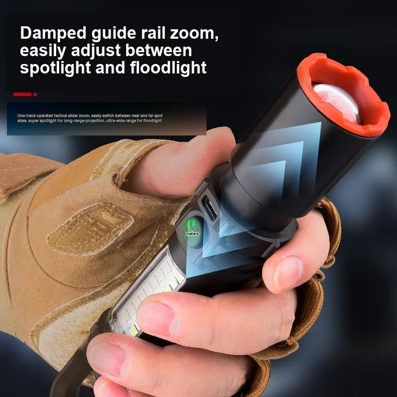 Portable Rechargeable Protective Flashlight Long Lasting High Brightness Lighting Tool for Outdoor Activities