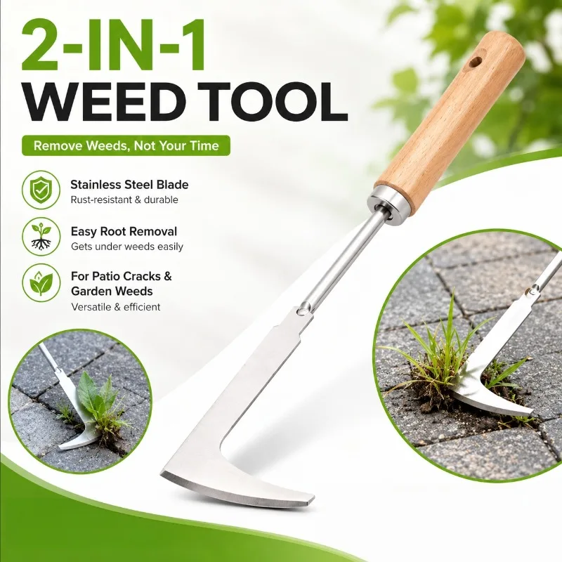 Stainless Steel Gap Weeding Tool L-shaped Multi-purpose Garden Hand Tool Used for Clearing Weeds in Yards Terraces and Lanes