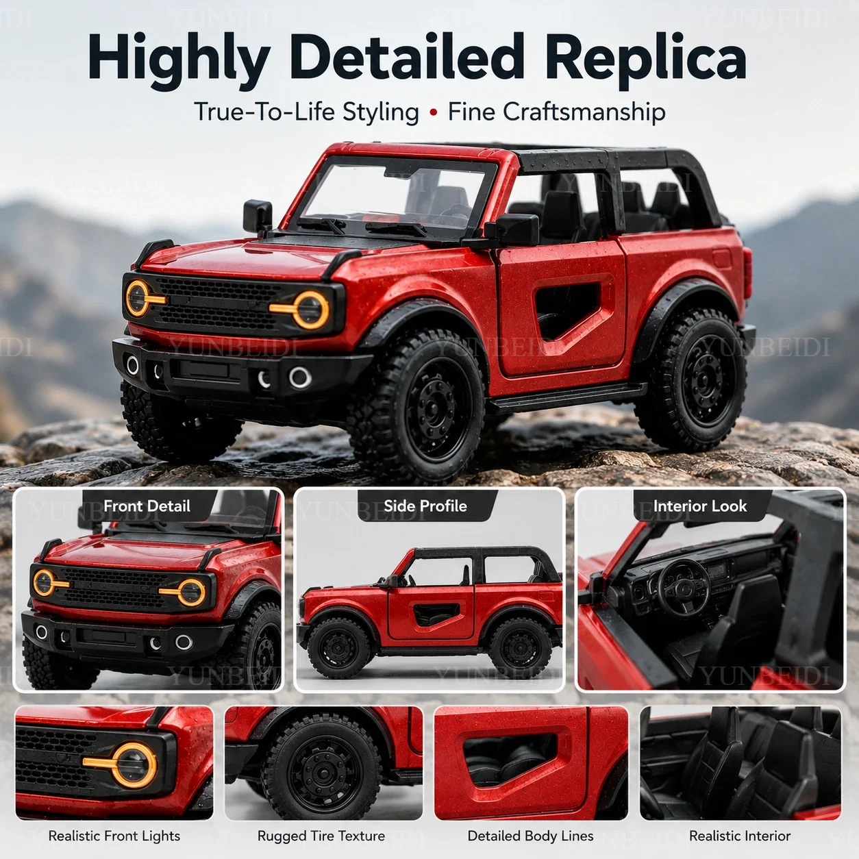 1/36 New Detachable Off-road Vehicle, Foldable Hummer Children's Toy Car Model, Die-cast Metal Material, Powerful Engine Gift image 3