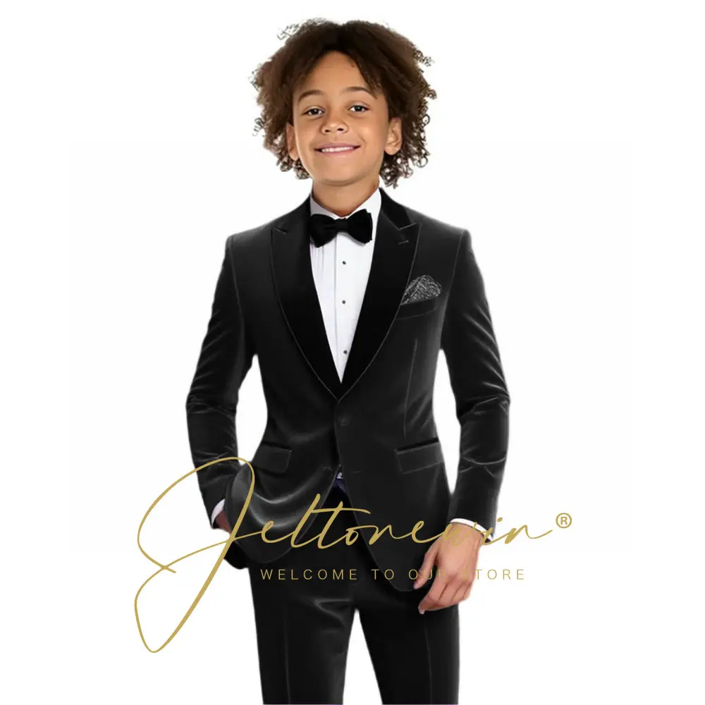 Kids Birthday Dress Baby Boys Burgundy Velvet Blazer Jacket Pants Photograph Suit Children Wedding Performance Party Wear
