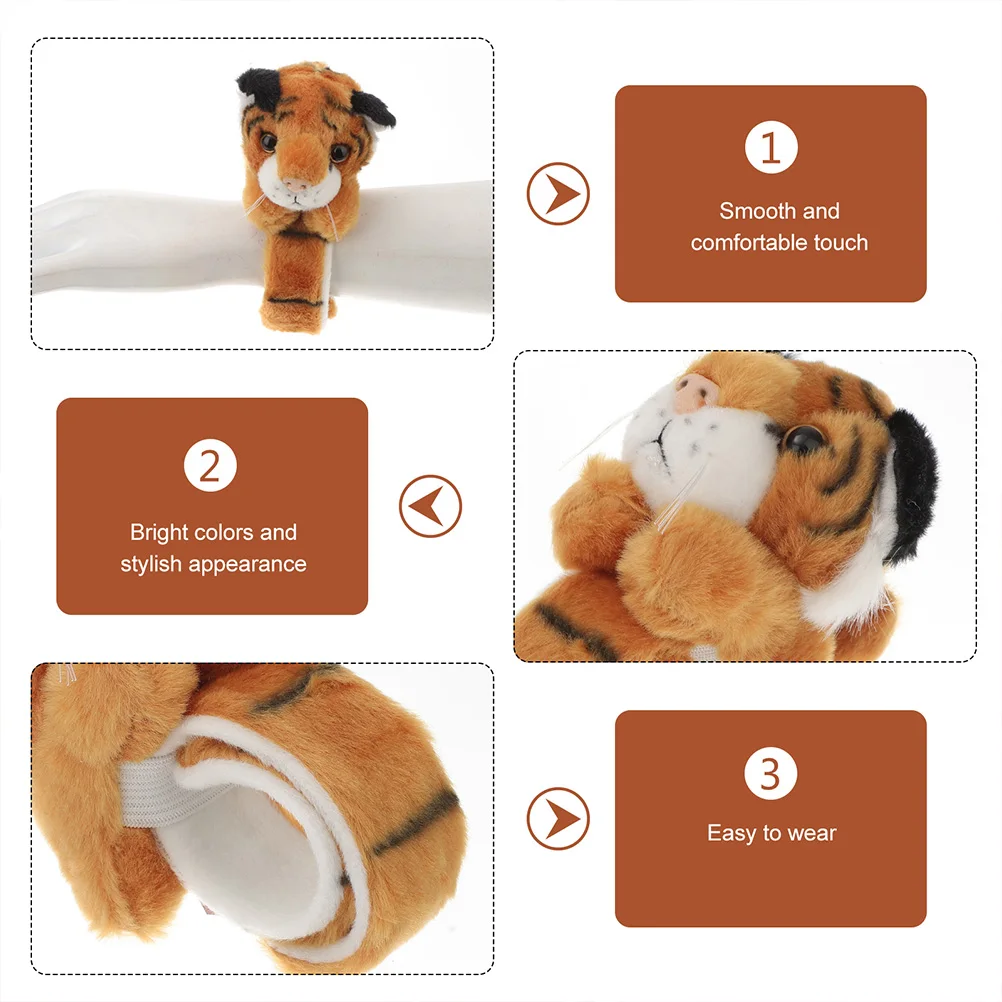

2 Pcs Tiger Bracelet Stuffed Animal Slap Bracelets Band The Animals for Kids Bands Toy Child