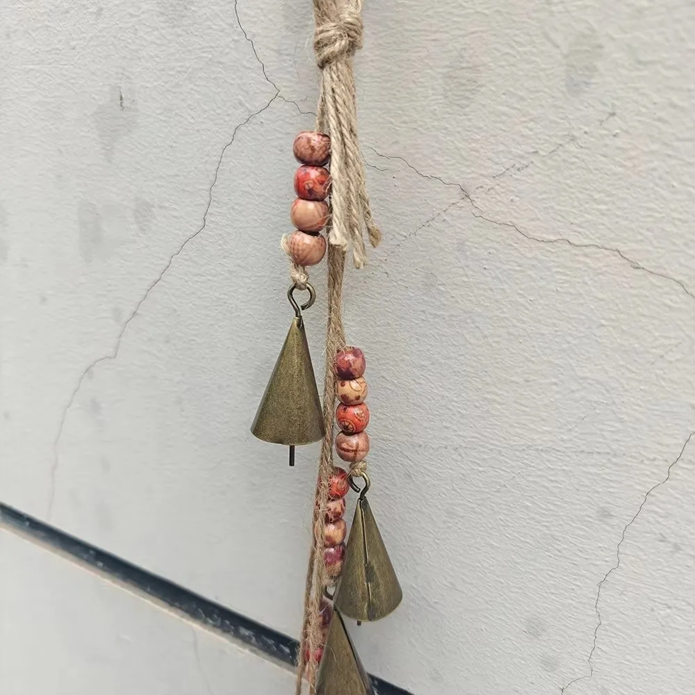 Unique Vintage Bohemia Wind Chime Handmade Triangular Door Hanging Multicolored Ceramic Bead Wall Mounted Wind Chime Gift