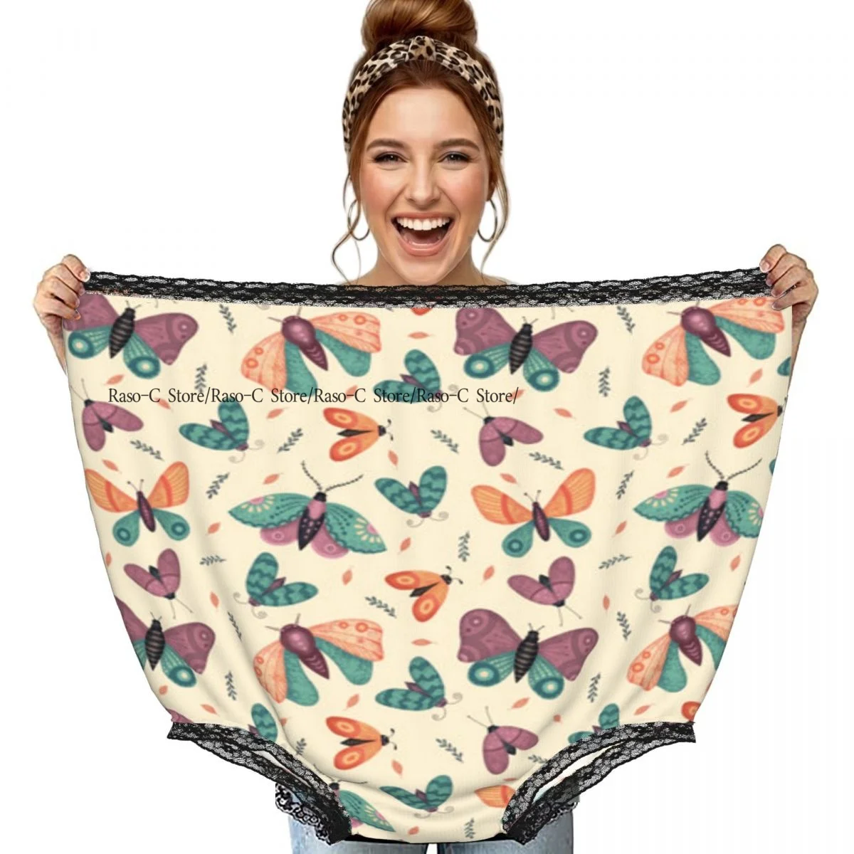 Funny Grandma Underwear Colorful Butterflies Illustration Casual Prank Presents