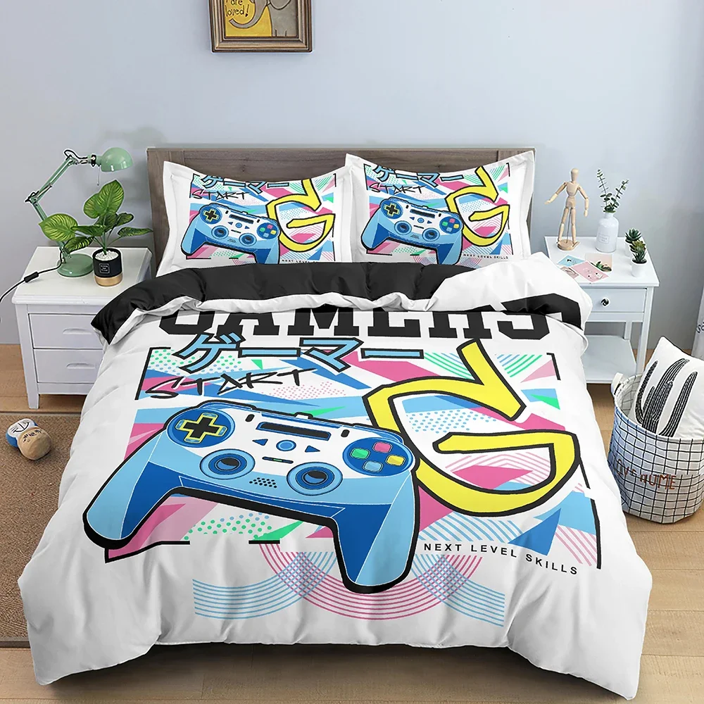 Gamepad Comforter Cover Twin Size Play Gamer Bedding Set Kids Young Man Video Games Polyester Duvet Cover Teens Game Quilt Cover