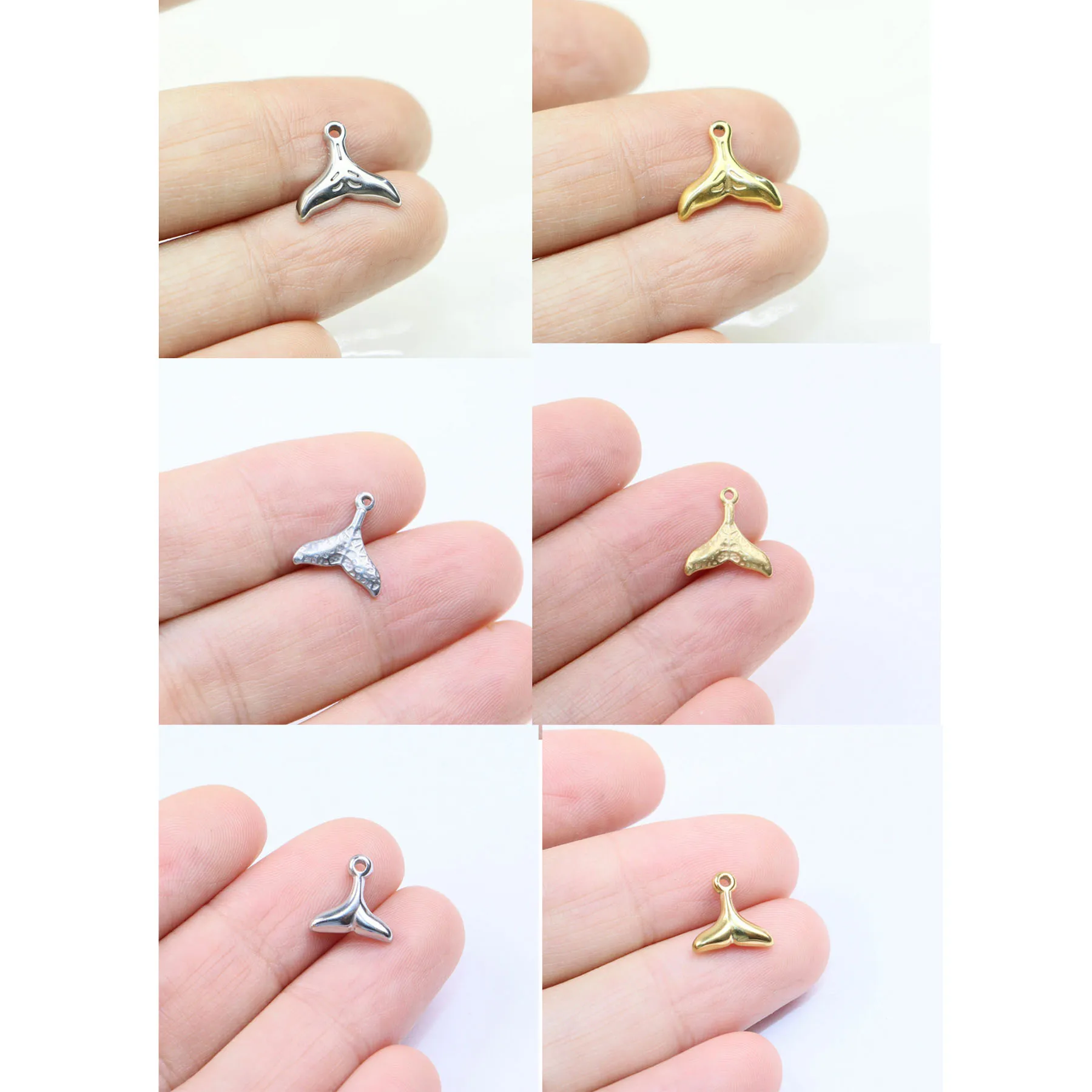 

5pcs Stainless Steel Fishtail Jewelry Charms Pendant DIY Handcraft Vacuum Plate Waterproof Antiallergic