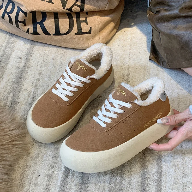 Fashion Cotton Sneakers Shoes Warm Suede Platform Sneakers Casual 2025 Winter Plus Fleece Snow Botas Mujer Mixed Color Tennis