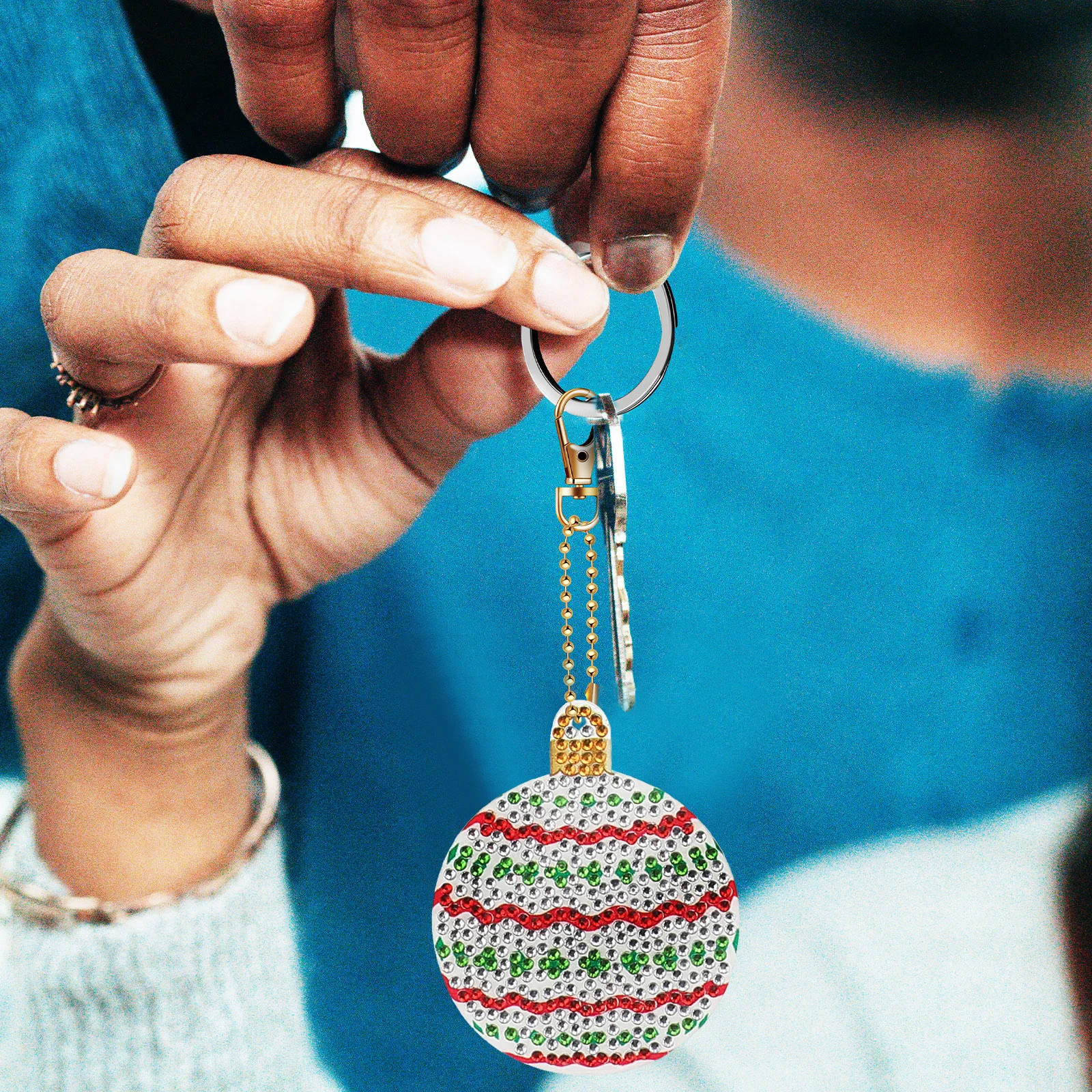 

1 Set Diamond Art Keychain Kit Acrylic Rhinestone Ornament Portable Christmas Decoration For Bags Backpacks Tree Craft Kits