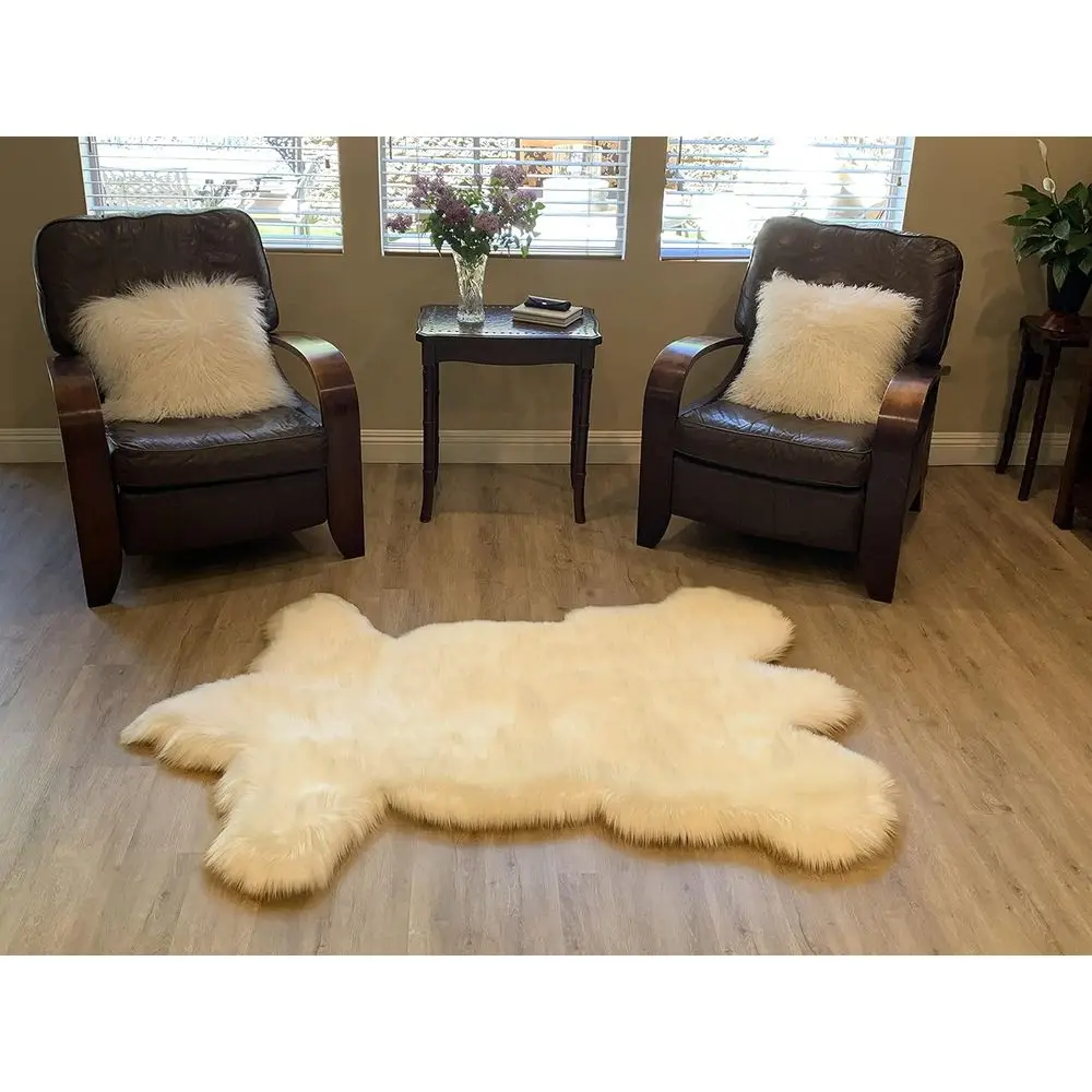 

Гипоаллергенный шелковистый ковер из овечьей шерсти, 3'x5', кремовый, подходит для гостиной и детских комнат