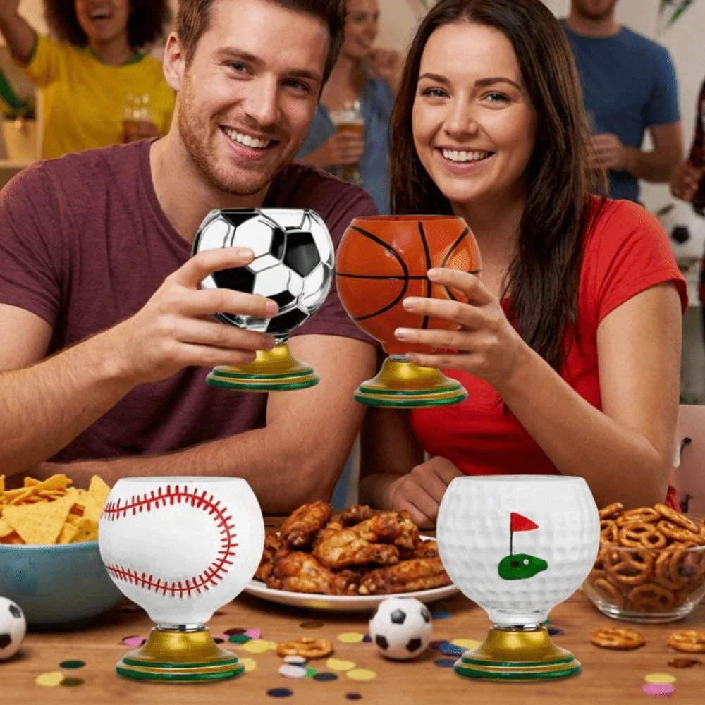 

Hand Painted Spinning Sports Ball Whiskey Glass Rotating Base Drink Ware Cocktail Glass Mug Sports-themed Thickened