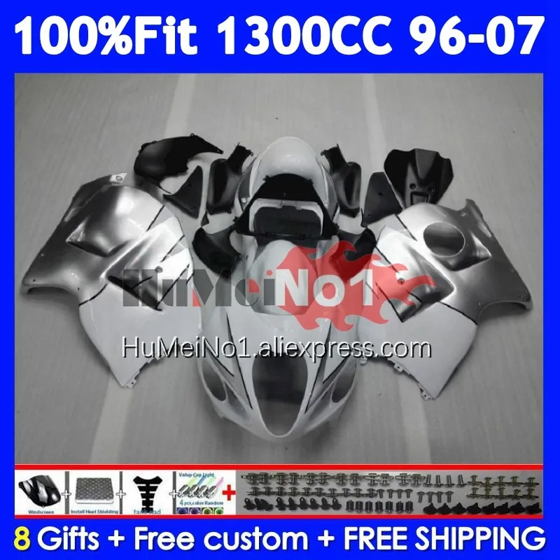 Fairing For SUZUKI Hayabusa GSXR-1300 GSXR 1300 CC Silver white 125No.3 GSXR1300 1996 1997 1998 1999 2000 2001 02 03 04 05 06 07