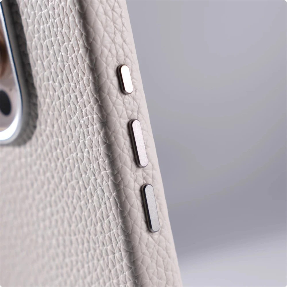 Luksusowe etui biznesowe z teksturą liczi, odporne na wstrząsy, do iPhone'a 17 Pro Max 16 15 14 13, z magnetycznym uchwytem MagSafe i osłoną obiektywu ze stopu. — zdjęcie produktu 5