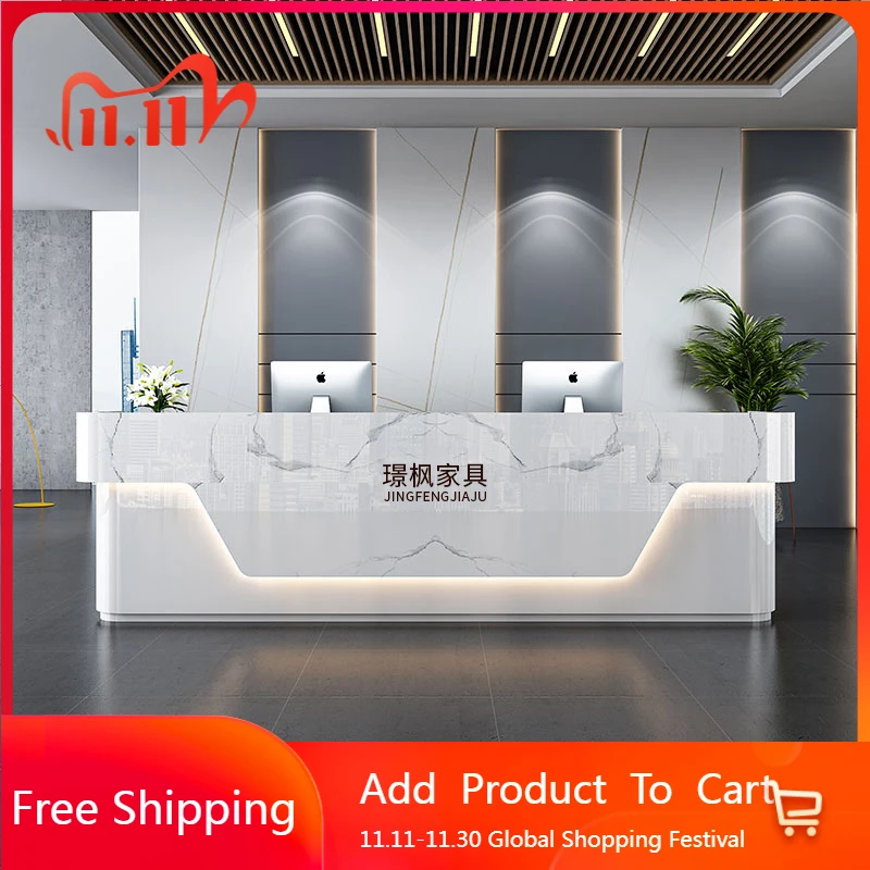 

High Quality Reception Desks Light Luxury Business Commericial Service Work Display Desk Stands Welcome Scrivania Furniture